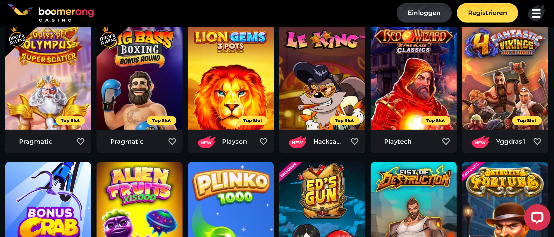 Boomerang Casino Casino Lobby Vorschau