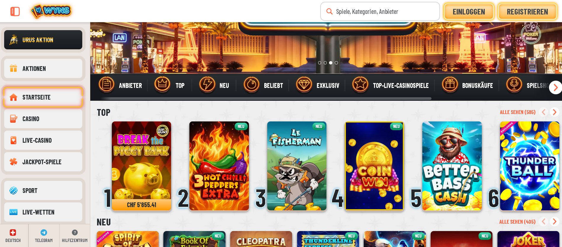 Wyns Casino Lobby Vorschau